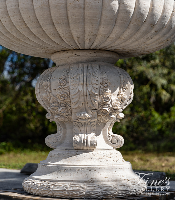 Marble Fountains  - Floral Garlands Fountain In Italian Roman Travertine  - MF-2230